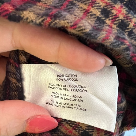 Eddie Bauer Red and Gold Plaid Shirt - Picture 3 of 4